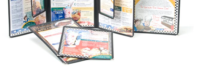 Classic Cafe plastic and vinyl menu covers