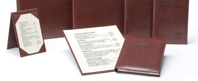 Del Mar bonded leather menu covers
