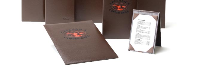 Del Mar permalin leatherette or book cloth menu covers